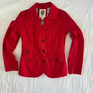 Red Barbour Heavy Cotton Buttoned Jacket - Womens 8